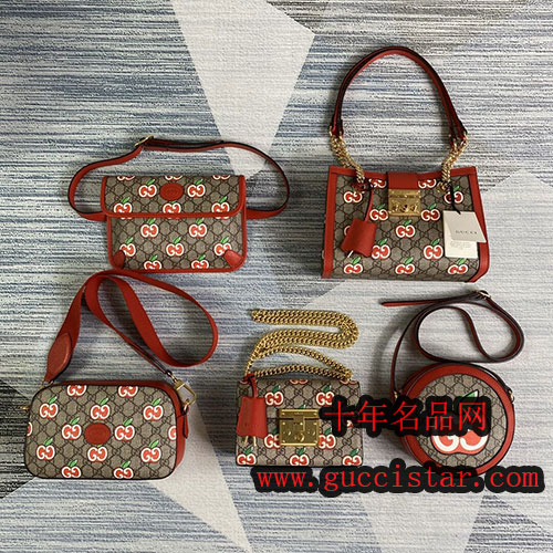 古奇七夕系列情人節特別系列相機包圓餅包腰包蘋果圖案印花