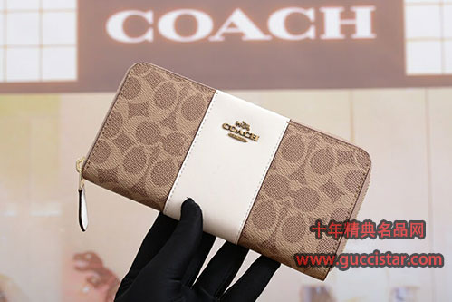 蔻馳經典logo新款錢包 Coach長款拉鏈錢包