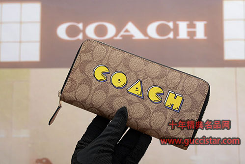 蔻馳經(jīng)典logo新款錢包 Coach長款拉鏈錢包