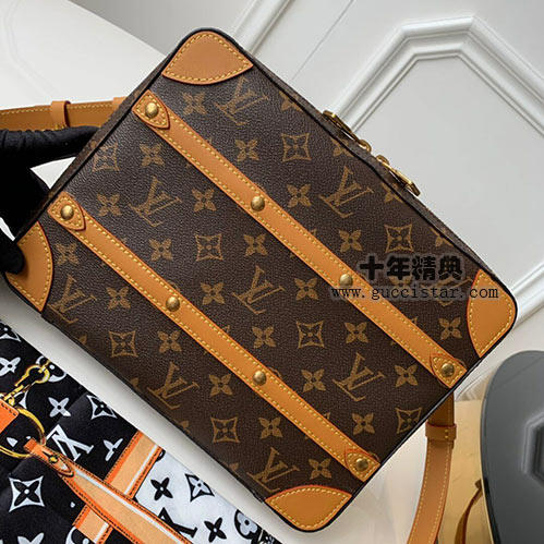 復古老花Soft Trunk小號郵差包 男女通用lv斜挎包M68494