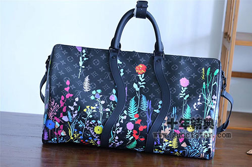 KEEPALL旅行袋M40567 黑花花草印花絲印