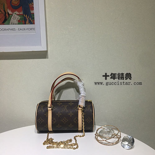 日本lv中古老花圓筒包Papillon系列M51384