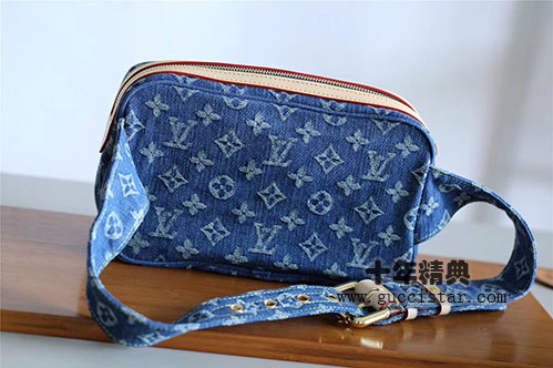 lv中古限量款牛仔布腰包 楊冪同款胸包M44466
