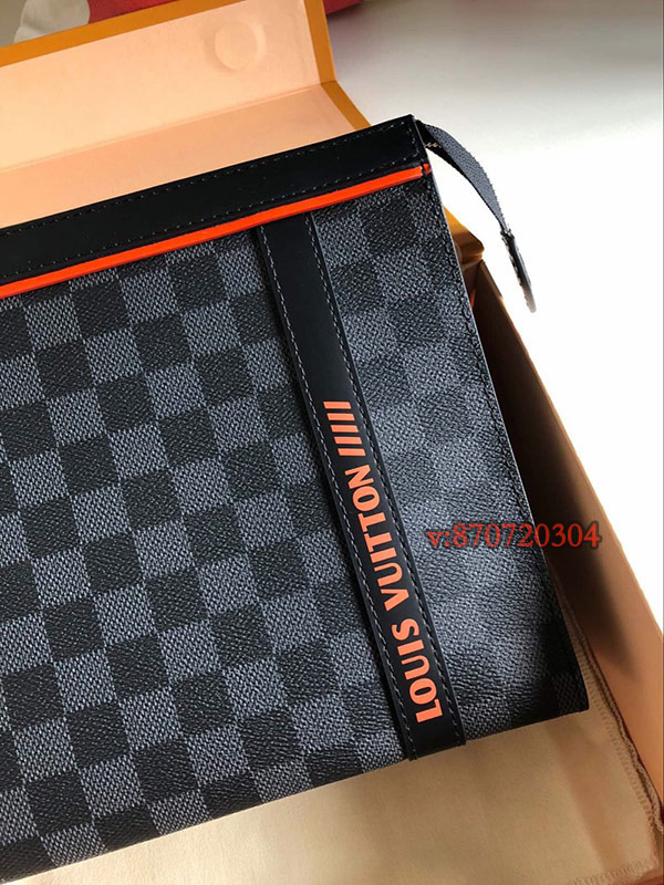 lv手包 最新紀念款POCHETTE VOYAGE黑格手包N41697