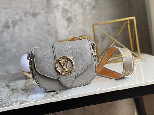 LV?PONT?9?SOFT小號手袋 女士荔枝紋全皮郵差包