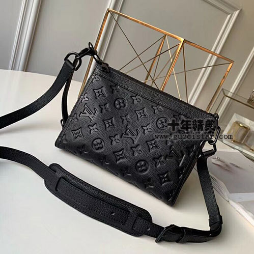 lv三角包 男女通用斜挎包 綠色黑色 壓紋牛皮 M54330