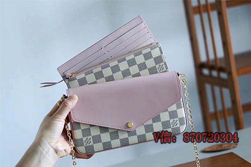 白格lv Pochette Félicie鏈條三件套N60235 像一件藝術品