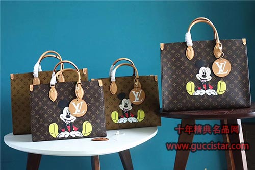 lv米奇Onthego購(gòu)物袋老花媽咪袋