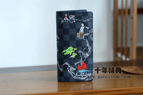 2019新款lv地圖絲印男士錢包手包黑格系列0