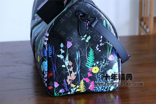 KEEPALL旅行袋M40567 黑花花草印花絲印