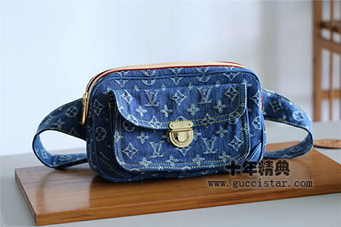 lv中古限量款牛仔布腰包 楊冪同款胸包M44466