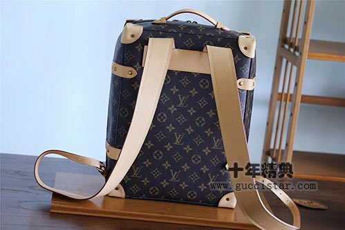 2019走秀款lv老花雙肩包M44752 鉚釘復古男士背包登山包