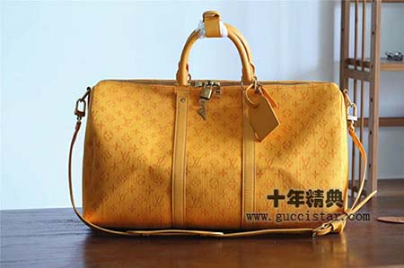 2019新款lv牛仔布KEEPALL旅行袋 黃色/紫色