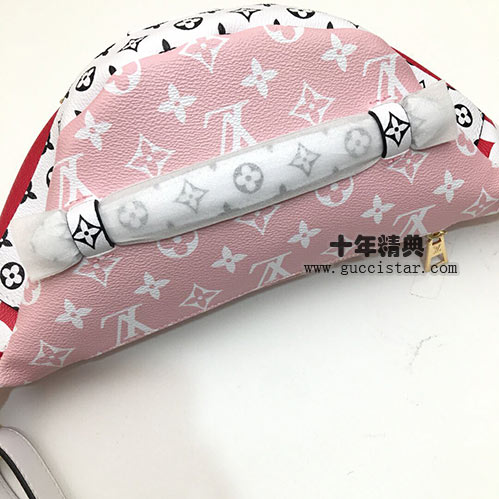 lv新品紅粉拼色BUMBAG大字腰包M43644