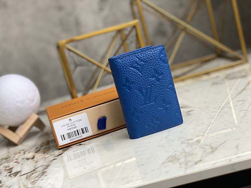 路易威登Taurillon皮革錢包M80585藍色全皮卡包錢包系列
