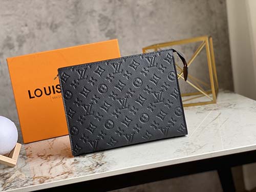 經典Pochette Voyage中號手袋手包 M45665黑色全皮壓花