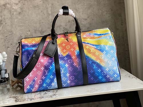 路易威登Keepall 50 BANDOULIèRE旅行袋M45758幻彩極光